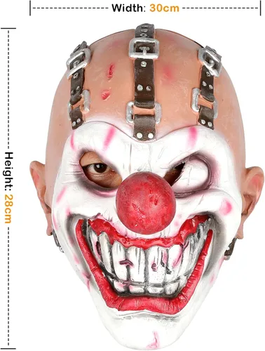 Vista 2 de LOKI Helmet Máscara de payaso espeluznante de dientes dulces, agujas Kane Cosplay Sweet Tooth Halloween máscara para adultos hombres mujeres
