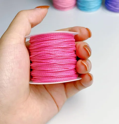 Vista 2 de Cordón de poliéster encerado,Hilo de pulsera de 20 rollos,Cordón encerado para la fabricación de joyas, harnico0062