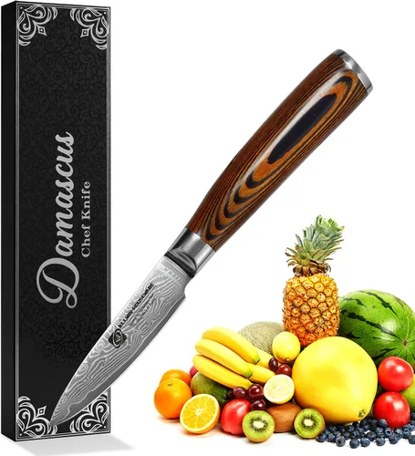 Vista 12 de Cuchillo de chef profesional de Damasco, 67 capas hecho a mano de 8 pulgadas, cuchillo de chef de Damasco, VG10 Super Steel Core
