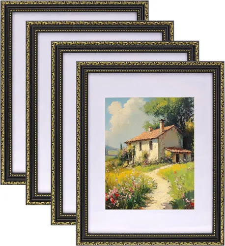 Vista 60 de eletecpro 8x10 Vintage Picture Frame, Glass Cover, Gold, 4-Pack Dorado