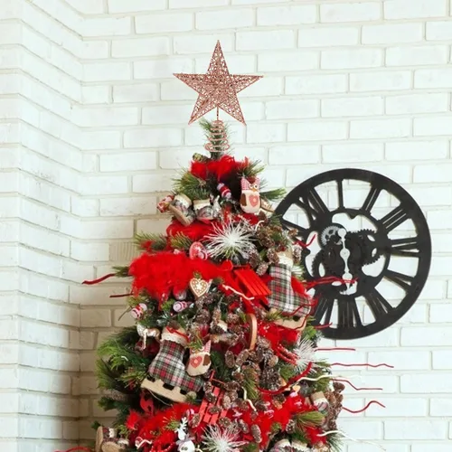 Vista 6 de PRETYZOOM Decoración de árbol de Navidad con estrella brillante, decoración de fiesta de Navidad, recuerdos de fiesta, 7.87 x 7.87 x 1.57 pulgadas
