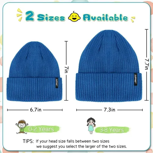 Vista 2 de ZUPPAD Baby Beanie Hat 3 Packs Toddler Girls Boys Baby Hats Winter Warm Knitted Thermal with Fleece Lining Kids Winter Hat