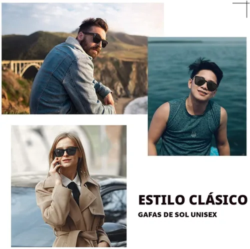 Vista 2 de Meetsun - Lentes de sol polarizados, unisex, modernos, con estilo de diseñador, clásico y retro A1 Negro Brillante