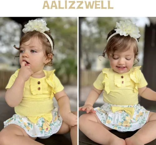 Vista 3 de Aalizzwell Traje de verano para bebés recién nacidos