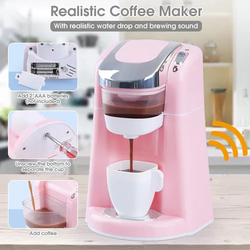 Vista 3 de Juegos de cocina para niños, accesorios de cocina para niños de 4 a 8 años, juguetes de electrodomésticos de cocina, licuadora, cafetera