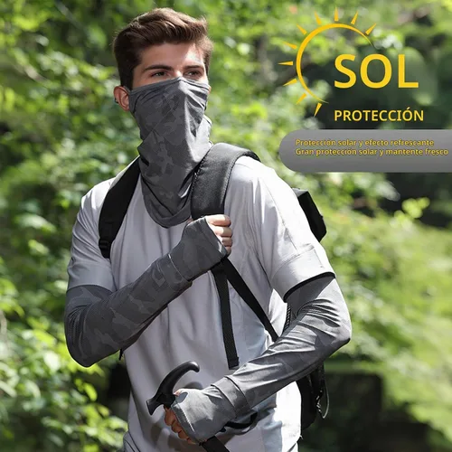 Vista 3 de Mangas refrescantes para los brazos, protección solar, UPF 50+, polaina de cuello de seda de hielo, camuflaje, para todo tipo de clima, pesca