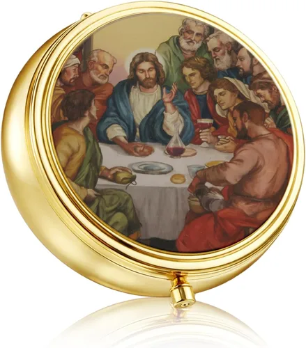 Vista 7 de Weysat Pyx para la Comunión Anfitrión Católico Oro Pescado, Pez