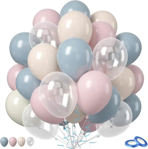 Vista 16 de Globos azules y naranjas, 50 unidades, globos de látex azules y naranjas, globos de fiesta azules y naranjas, decoración de cumpleaños para niñas
