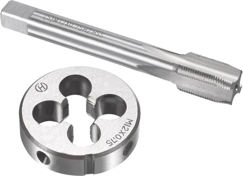 Vista 10 de uxcell M11 x 0.030 in Juego de llaves métricas y troqueles, rosca de máquina con troquel de roscado redondo, kit de grifo y troquelado