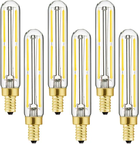 Vista 11 de Leools Bombilla LED regulable de 4 W, igual a 2500 K, ámbar blanco cálido T6 E12, bombilla de 40 vatios para candelabros, ventilador de techo