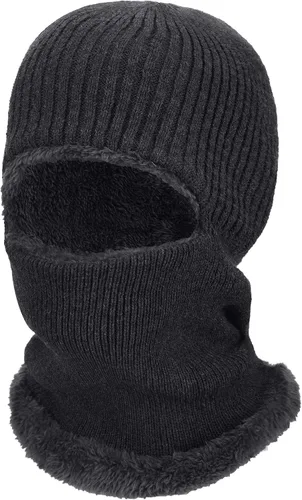 Vista 7 de Pasamontañas de punto calentador resistente al viento sombrero que cubre la cara para hombres mujeres forro polar deportes al aire libre