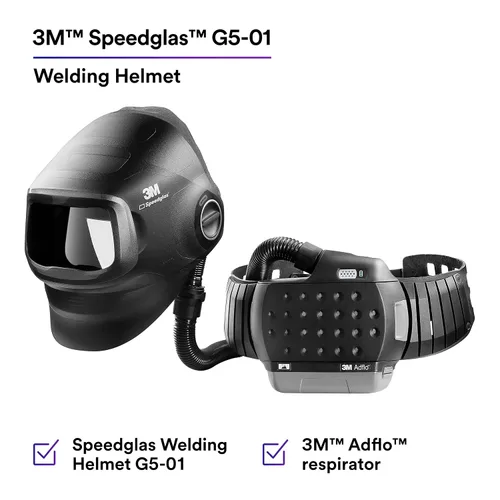 Vista 3 de Casco de soldadura 3M Speedglas G5-01 y conjunto PAPR Adflo de alta altitud, sin ADF, resistente con visera abatible, diseño compacto con suspensión