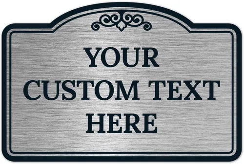 Vista 52 de Letrero decorativo personalizado, letrero de metal personalizado para negocios, entrada, hogar, Airbnb, placa de puerta de oficina, fondo negro, 8 x