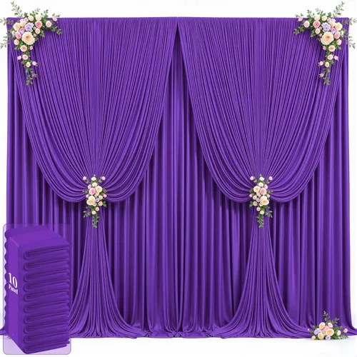 Vista 41 de 20 pies x 12 pies Cortinas de Telón de Fondo Azul Bebé Sin Arrugas para Bodas y Fiestas, Telón de Fondo de Tela Azul, Cortinas para Bodas