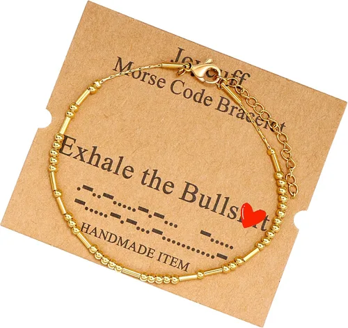 Vista 76 de JoycuFF Pulseras inspiradoras de código morse para mujeres, cuentas de plata, joyería con mantra de motivación, regalos para ella