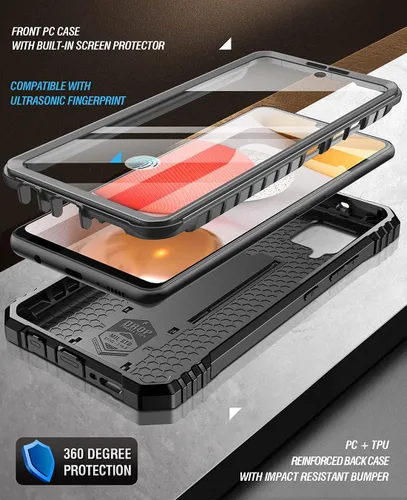 Vista 2 de Poetic Revolution - Funda para Samsung Galaxy A42 5G, protector de pantalla integrado funciona con identificación de huellas dactilares, carcasa