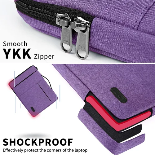 Vista 3 de Funda para portátil de 13.3-14 pulgadas, impermeable, duradera, 360°, funda de transporte con asa portátil, maletín de negocios compatible