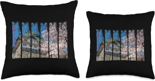 Vista 3 de SILKY SUTERA INC Nagoya Castle and White Sakura Flowers - Almohada de 16.0 x 16.0 in, multicolor