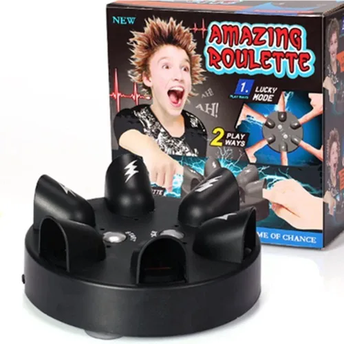Vista 5 de OUKEYI Polígrafo de choque eléctrico actualizado, juego de choque de dedo, ruleta impactante, juego de verdad o desafío, consolas analizadoras