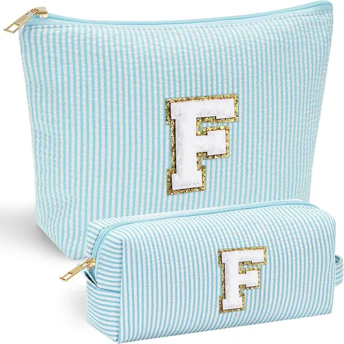 Vista 123 de YOOLIFE Regalos del Día de la Madre para Mujeres, Bolsa de Maquillaje con Iniciales, Bolsa de Maquillaje para Viaje, Bolsa de Maquillaje Negro
