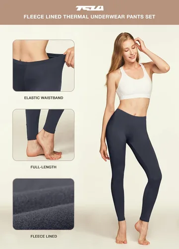 Vista 7 de TSLA- 1 o 2 paquetes de pantalones térmicos de yoga para mujer, forro polar de compresión, entrenamiento de invierno, mallas deportivas.