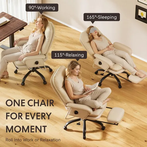 Vista 8 de Silla de oficina ergonómica FLEXISPOT con reposapiés, silla de escritorio de computadora de respaldo alto, silla de salón interior con ruedas