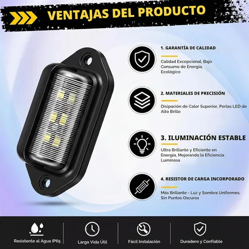 Vista 4 de Mudder Paquete de 8 luces LED de matrícula de 12 V, 6 LED, impermeables, luces traseras para camión, SUV, remolque, RV, camiones y barcos