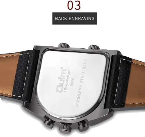 Vista 4 de Rusia Militar Ejército Multi-Time Zones 3 veces Reloj de cuero de cuarzo para hombre