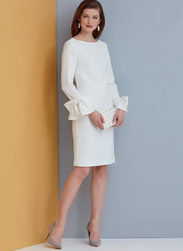Vista 2 de Vogue V9325E5 - Vestido ajustado con forro para mujer, tallas 14-22, color blanco