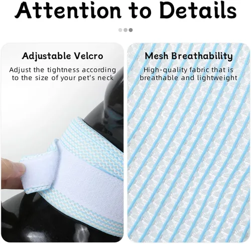 Vista 5 de Funda para cuello de gato, transpirable y ajustable, collar isabelino para recuperación poscirugía, protección antiarañazos y anti-lamido, cono B