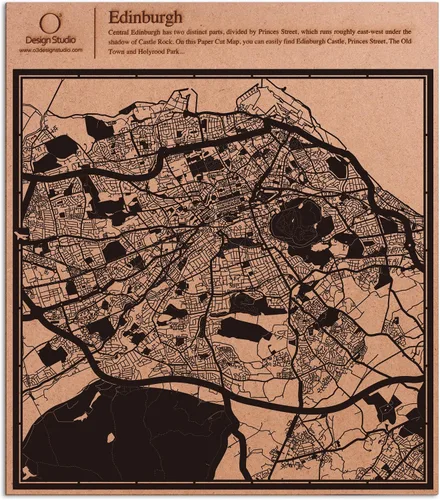 Vista 99 de O3 Design Studio Abu Dhabi - Mapa de corte de papel negro (12 x 12 pulgadas)