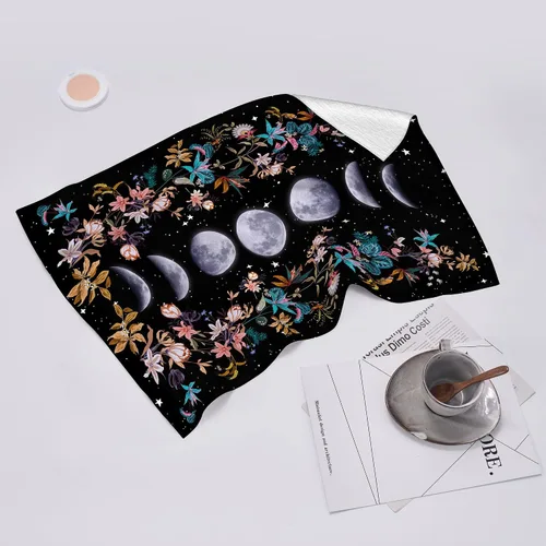 Vista 6 de Toallas de Cocina Bruja Negra Luna Fases de la Luna Boho Floral Botánico Paño de Mano Gótico Bohemio Decoración Floral Regalos 16"x24" Paño