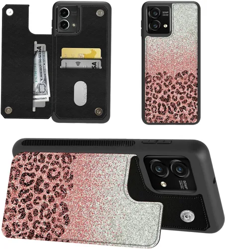 Vista 14 de Funda tipo cartera para Moto G Stylus 5G 2023 con soporte para tarjetas, bloqueo RFID, piel sintética, función atril, cierre magnético, funda