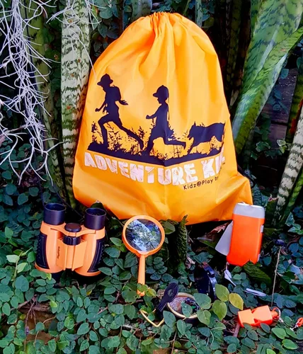 Vista 6 de Adventure Kidz - Kit de exploración al aire libre, binoculares con estuche, linterna, brújula, silbato, lupa, mochila, paquete (14 artículos)