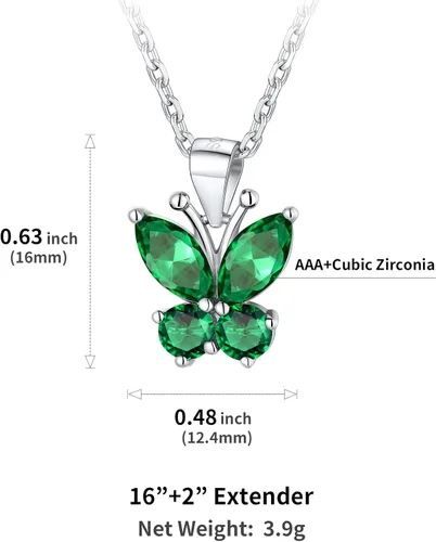 Vista 8 de Aretes de plata de ley con diseño de mariposa para mujeres y niñas, granate, amatista, azul, esmeralda, zafiro, rosa, mariposa, regalo de San