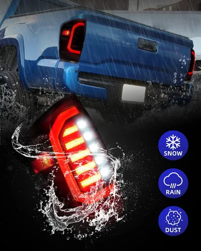 Vista 6 de AUTOONE 2023 Ensamblaje de Luz Trasera LED Mejorado para Toyota Tacoma con Carcasa Negra y Lente Ahumada, Reemplazo de Lámpara Trasera para Toyota