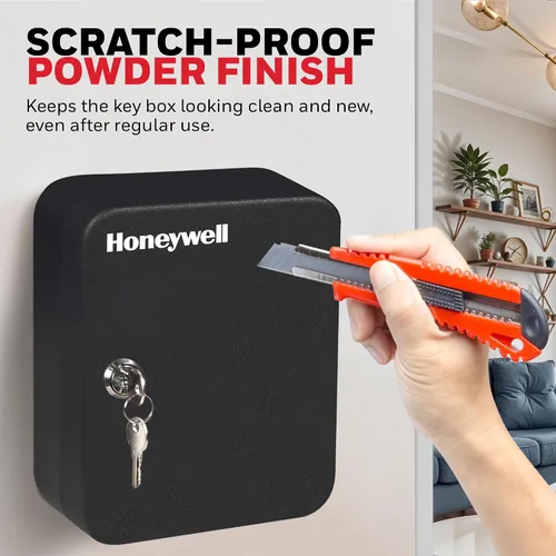 Vista 5 de Honeywell Safes & Door Locks - Caja pequeña de 24 ganchos para llaves de oficina - Caja de metal duradera que mantiene tus llaves seguras - Caja