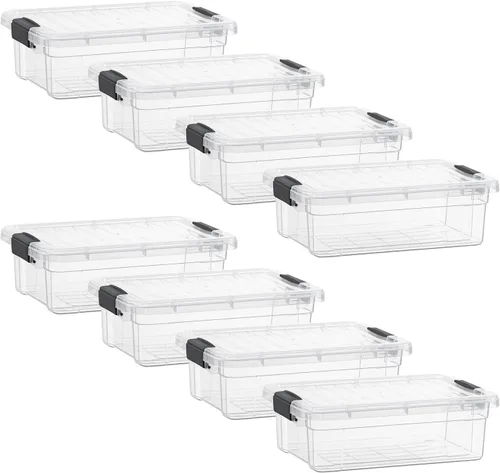 Vista 10 de Superio Contenedor de plástico transparente de 7.4 cuartos con tapa, no tóxico, sin BPA, sin olor, caja de almacenamiento organizadora, recipiente