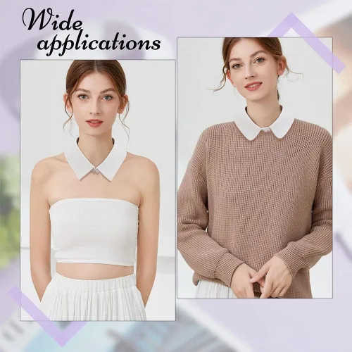 Vista 6 de CHGCRAFT 2 piezas de 2 estilos falsos cuello falso solapa desmontable blusa cuello poliéster babero cuello alto blusa desmontable collar gargantilla