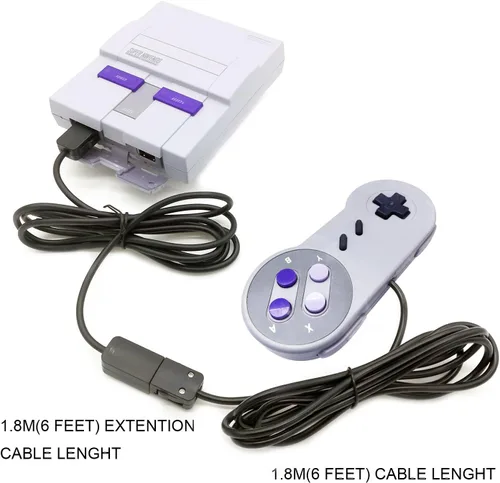 Vista 2 de Jadebones Control con cable Joypad Gamepads para Nintendo Super NES SNES Classic Mini Edition 2017con un cable de extensión de 6ft