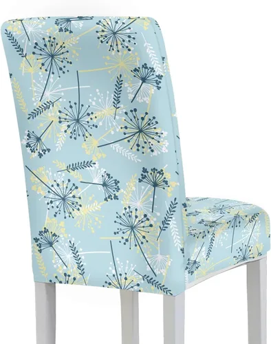Vista 3 de HUGS IDEA Fundas elásticas para sillas de comedor con diente de león azul, fundas protectoras para sillas de cocina, lavables, para decoración