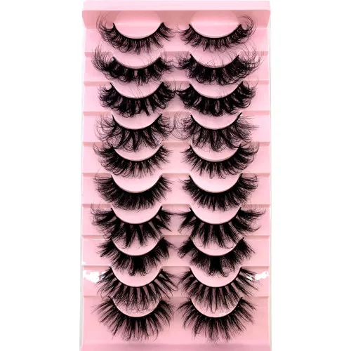 Vista 20 de 10 pares de pestañas postizas de visón 3D, hechas a mano, pestañas largas y finas, pestañas naturales para maquillaje de ojos (3-6)