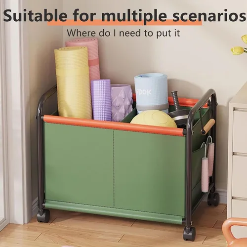 Vista 5 de Organizador de juguetes para niños con ruedas para dormitorios, salas de juguetes, salas de juegos, puede contener juguetes, libros, ropa