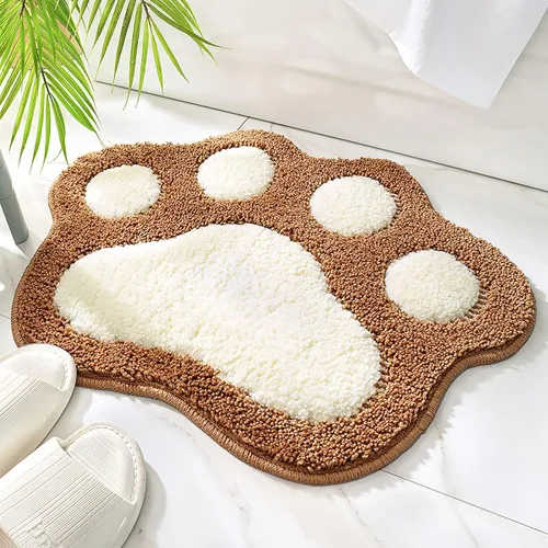 Vista 10 de Molesun Alfombra de baño con forma de pata, bonita alfombra de baño antideslizante, de microfibra suave, absorbente de agua, gruesa, lavable a Azul