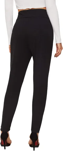 Vista 2 de SweatyRocks Women's Casual Skinny Leggings Stretchy High Waisted Work Pants Button Black