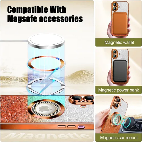 Vista 183 de Misscase Funda magnética con purpurina para iPhone 11 compatible con MagSafe, protección completa, delgada, a prueba de golpes, antiarañazos