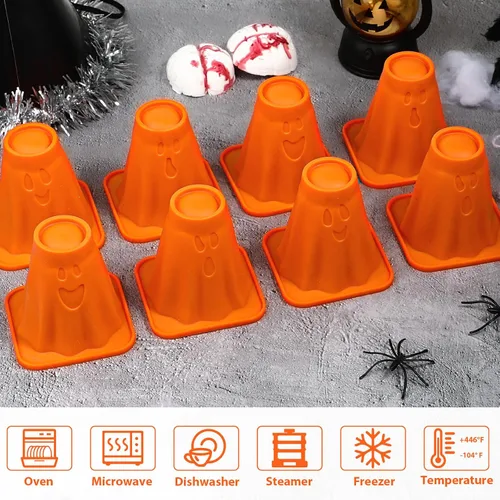 Vista 2 de Kamehame Molde de silicona de fantasma gigante, 8 paquetes de moldes de gelatina fantasma, moldes de silicona para Halloween