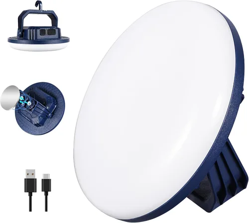 Vista 10 de VAVOFO Linterna LED de Campamento Recargable de 30W, 3000LM, 124 LED con 3 Modos de Iluminación, Luz Portátil para Tienda de 7200mAh con Imán