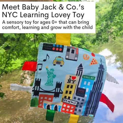 Vista 2 de Baby Jack & Co - Juguetes para bebés de 8 x 8 pulgadas, diseño de Nueva York, suave y seguro, aprende ciudades y formas de Estados Unidos, juguete