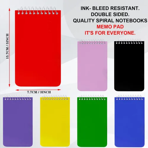 Vista 2 de Cuadernos pequeños, cuaderno de bolsillo de 3 x 5, bloc de notas en espiral, bloc de notas para oficina, hogar, escuela, papel rayado a rayas
